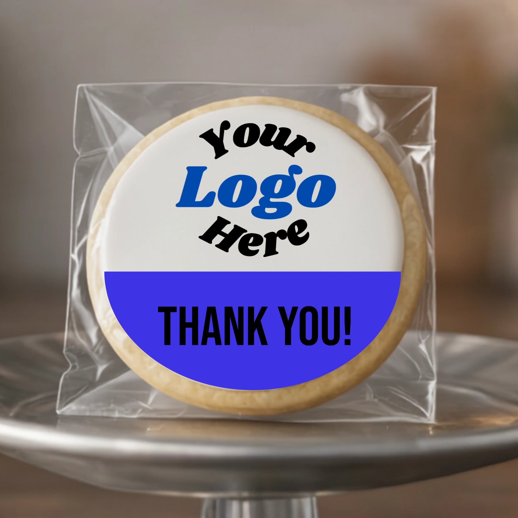 Custom Logo Printed Round Sugar Cookie with Personalized Message